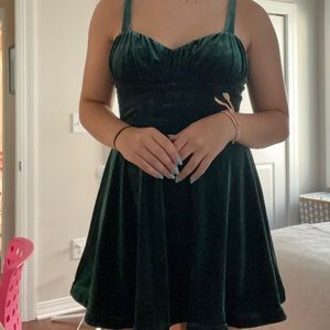 Dark Green Velvet Short Dress- Size 11